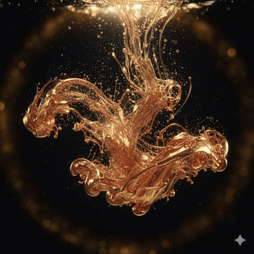 Colloidal Gold liquid nanoparticles against a dark background