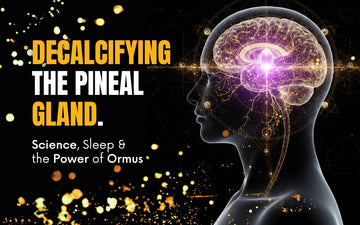 Decalcifying the Pineal Gland: Science, Sleep & the Power of Ormus with a glowing brain illustration.