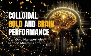 Colloidal gold brain performance image illustrating gold nanoparticles and their impact on mental clarity.