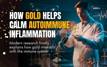 Unveiling How Gold Helps Calm Autoimmune Inflammation - a scientist demonstrating gold's role in immune system research.