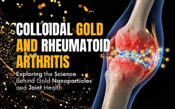 Image illustrating colloidal gold rheumatoid arthritis and its effects on joint health, highlighting gold nanoparticles.