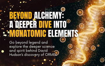 Beyond Alchemy: A Deeper Dive into David Hudson’s Orbitally Rearranged Monatomic Elements art with swirling patterns and golden elements.