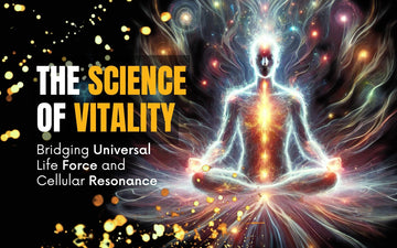 Artistic representation of vitality emphasizing universal life force energy and cellular resonance.