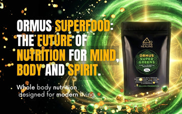 ORMUS Superfood product packaging showcasing whole body nutrition for mind, body and spirit.