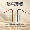 Illustration of controlled electrolysis using gold electrodes and distilled water for colloidal gold production.