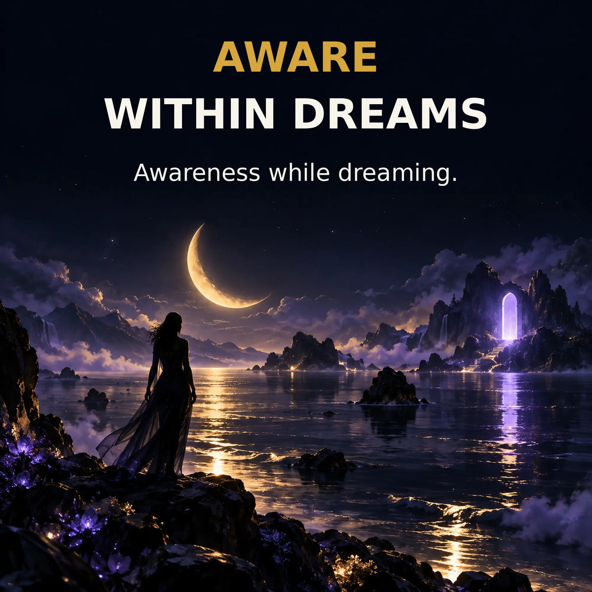Dreamlike night scene representing awareness while dreaming.