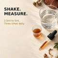 Measured 2.5ml to 5ml serving of Gold Healing Nootropic Gold mushroom tincture.