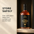 Gold Healing 500ml Colloidal Gold bottle stored in a cool dark place away from sunlight and excess heat.