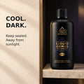 Gold Healing Liquid ORMUS 200ml bottle stored upright in a cool dark cupboard away from sunlight.