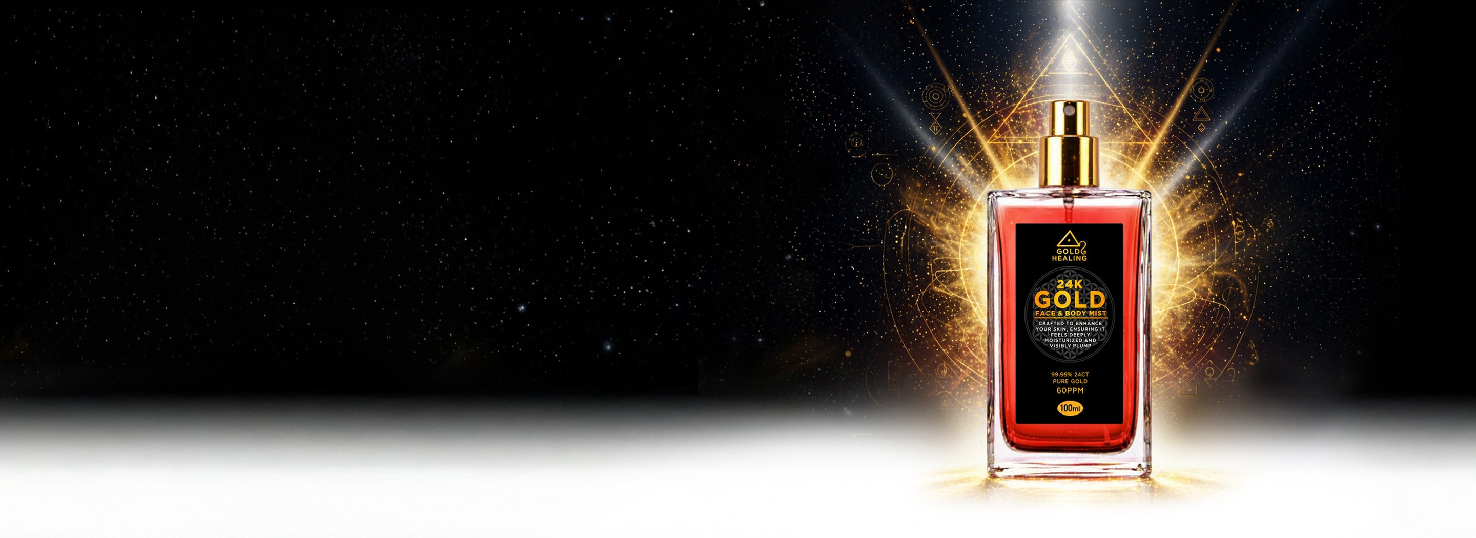 Bottle of 24K Gold perfume with a glowing backgroundslider_item_xywLhP
