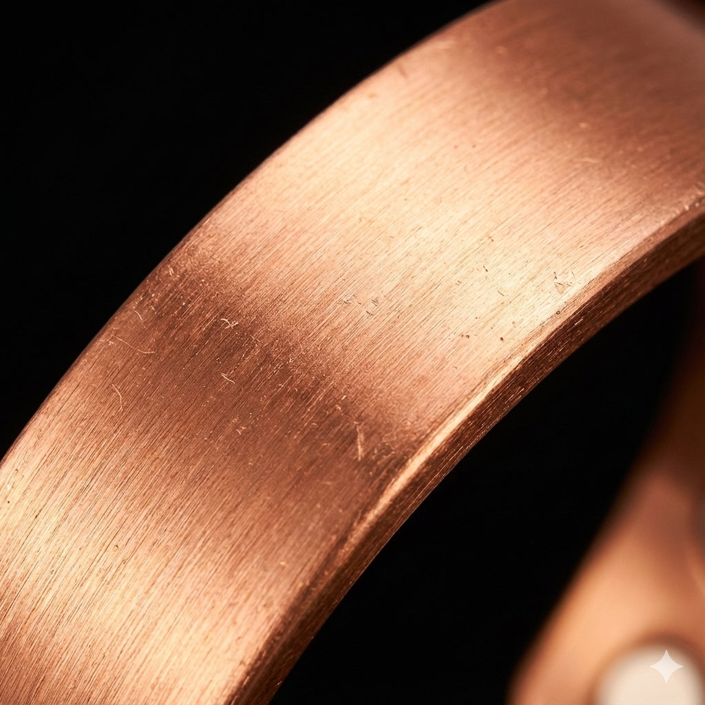 Close-up of a copper ring with a dark background