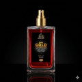 Bottle of 24K Gold Face & Body Mist with gold cap on a black background