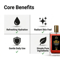 Product with core benefits listed on a white background