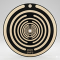 Circular design with concentric circles on a gray background