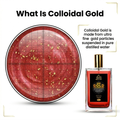 Colloidal gold product with a bottle and educational text about colloidal gold.