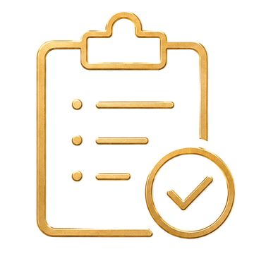 Checklist icon representing clear colloidal gold product information and guidance