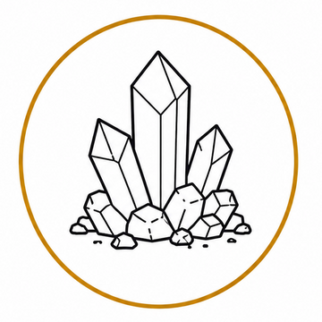 Dead Sea mineral source icon showing crystal formations associated with mineral rich Dead Sea salts used in Gold Healing Monatomic Gold Powder.