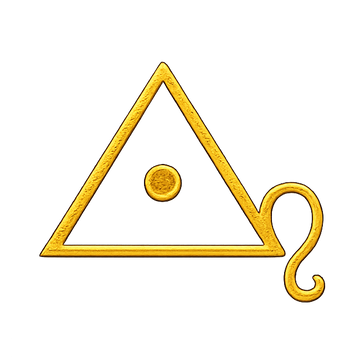 Minimal gold alchemy symbol icon representing gold based wellness traditions.
