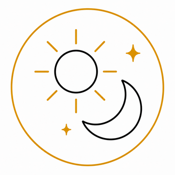 Gold skincare daily routine icon showing morning and evening skincare