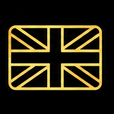 Gold Union Jack icon representing skincare made in the UK