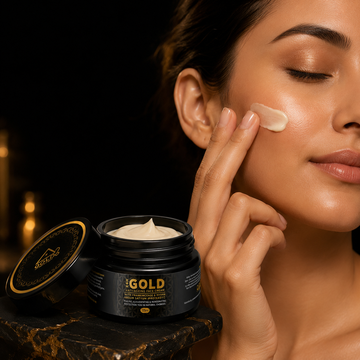 Woman applying Gold Healing 24K Gold Face Cream during her skincare routine