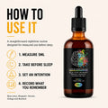 How to use Lucid Dreaming Tincture by measuring 5ml before sleep and recording dreams after waking