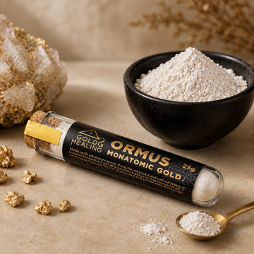 Monatomic gold powder product showing suggested use and storage guidance for UK customers