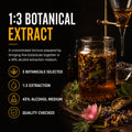 1:3 botanical extraction process for Lucid Dreaming Tincture using five herbs in a 45% alcohol extraction medium