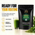 Ormus SuperGreens mixed into a green drink as part of a simple morning routine