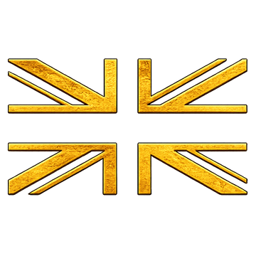 Minimal gold UK flag icon representing a UK based wellness brand.