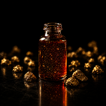 Ruby red colloidal gold liquid with gold particles for the Colloidal Gold UK beginner guide section