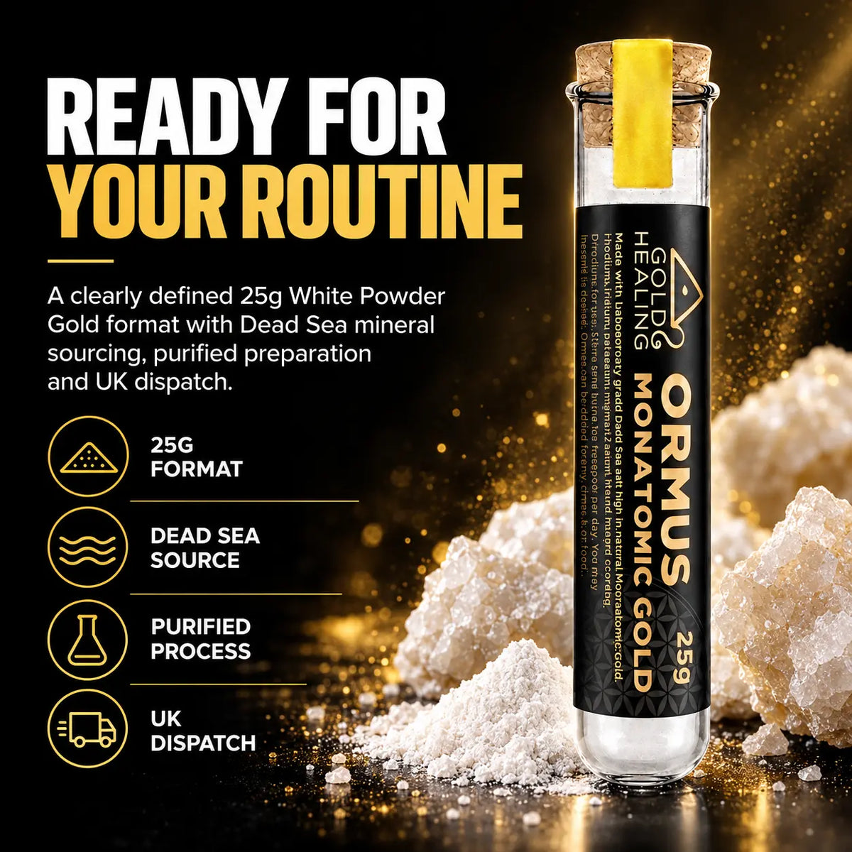 Gold Healing White Powder Gold 25g Monatomic Gold Powder with Dead Sea mineral source purified preparation and UK dispatch